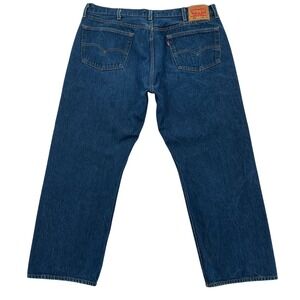 Levi's 501 Mens W44 L 27.5 Jeans  Dark Wash Blue Denim Classic Fit Button Fly